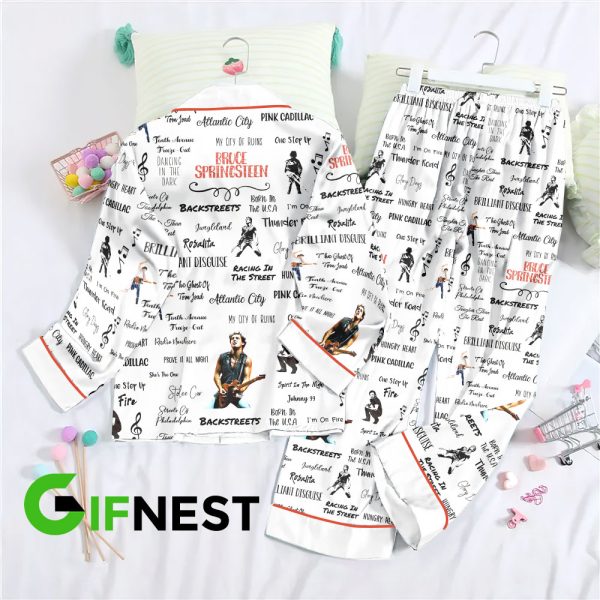 Bruce Springsteen Button Down Pajamas Set - HOATT 3568