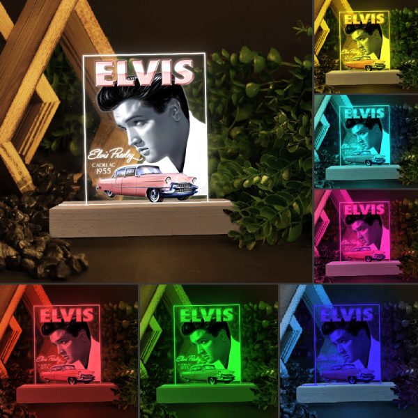 Elvis Presley Led Light with Wooden Base - VANDH 149