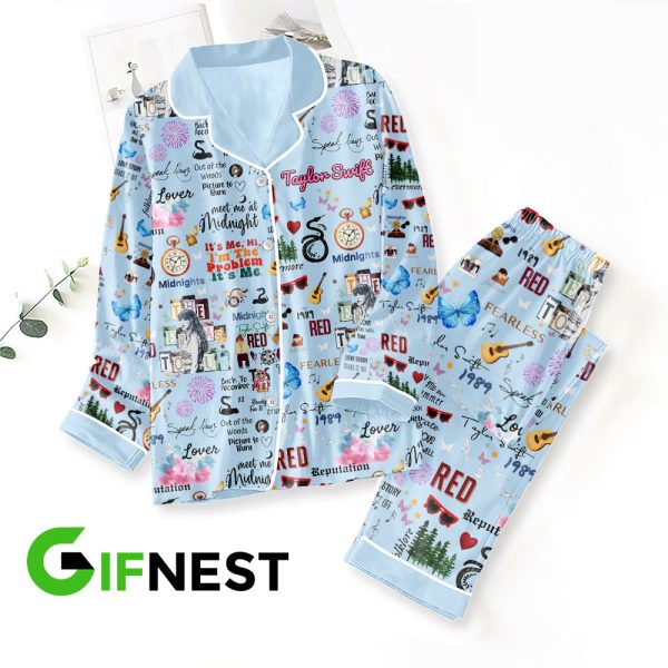 Taylor Swift Button Down Pajamas Set 2- VANDH 252