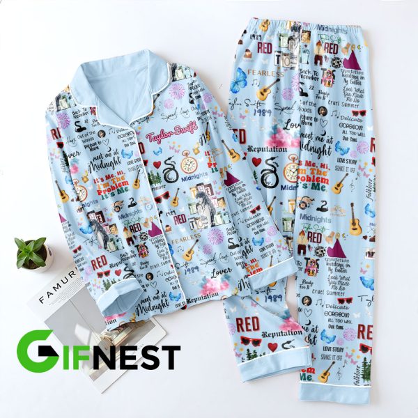 Taylor Swift Button Down Pajamas Set 2- VANDH 252