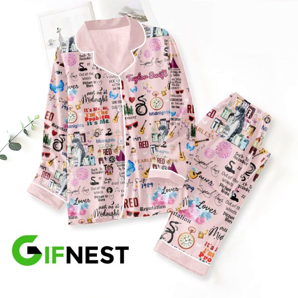 Taylor Swift Button Down Pajamas Set - VANDH 252
