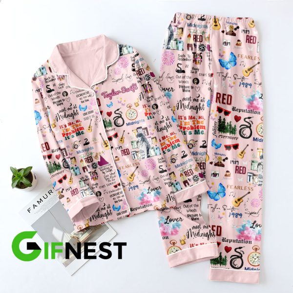 Taylor Swift Button Down Pajamas Set - VANDH 252