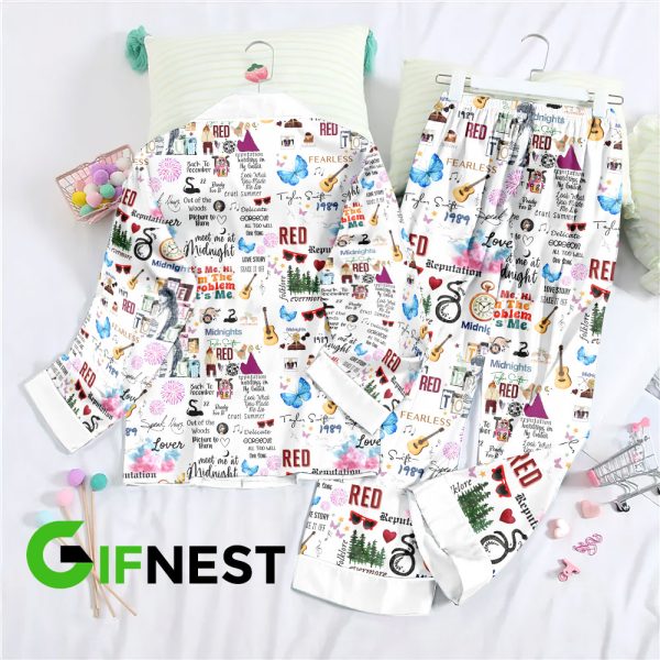 Taylor Swift Button Down Pajamas Set 1- VANDH 252