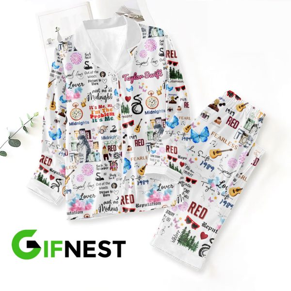 Taylor Swift Button Down Pajamas Set 1- VANDH 252
