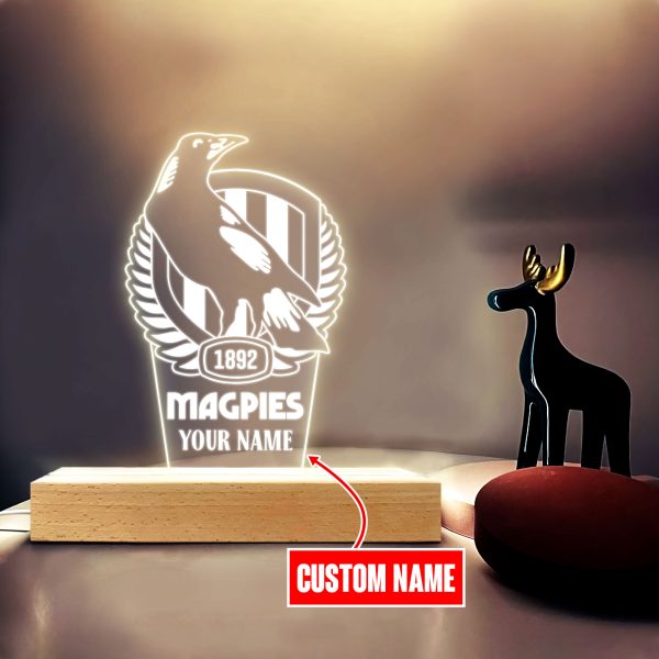 Personalized Collingwood FC Led Light with Wooden Base (7 Colors) - VANDH 387
