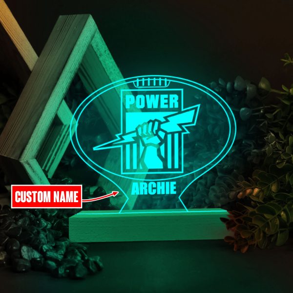 Personalized Port Adelaide Led Light with Wooden Base (7 Colors) - VANDH 417