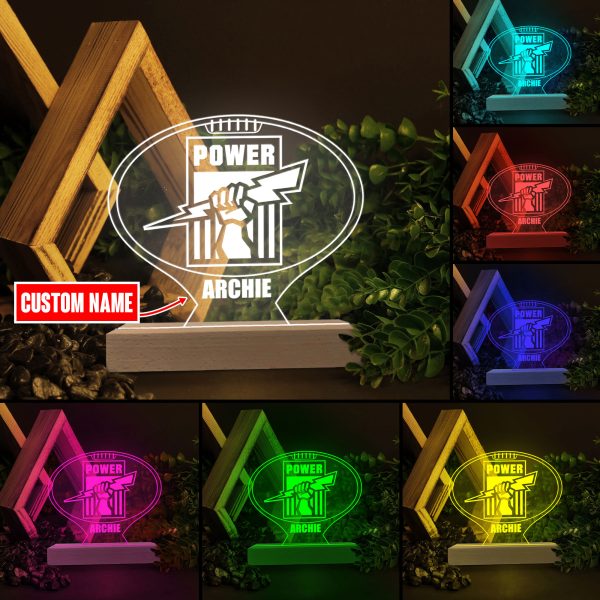 Personalized Port Adelaide Led Light with Wooden Base (7 Colors) - VANDH 417