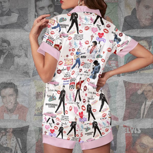 Elvis Presley Imitation Silk Pajama Set With Short Sleeve - TANTN 1118