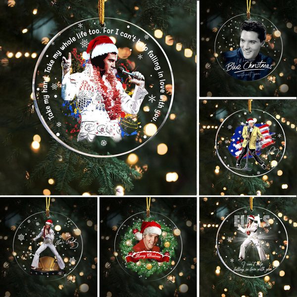 6PCS Elvis Presley Clear 1-Sided Acrylic Ornament Set - TANTN 2010