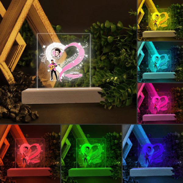 Elvis Presley Led Light with Wooden Base (7 Colors) - TANTN 1958