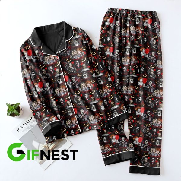 Horror Movies Button Down Pajamas Set - VANDH 662