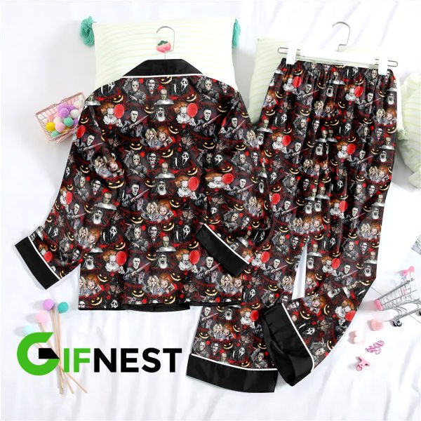 Horror Movies Button Down Pajamas Set - VANDH 662