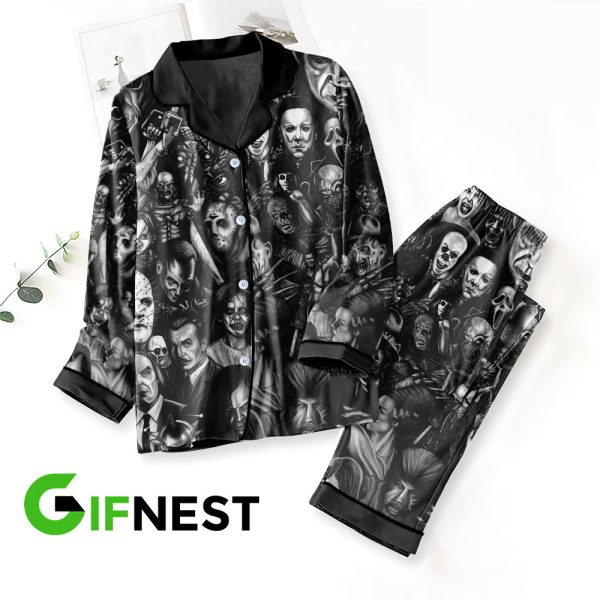 Horror Movies Button Down Pajamas Set - VANDH 660