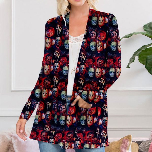 Horror Movies Women's Patch Pocket Cardigan - VANDH 651