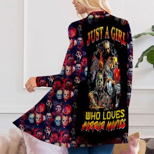 Horror Movies Women's Patch Pocket Cardigan - VANDH 651