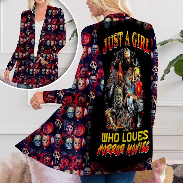Horror Movies Women's Patch Pocket Cardigan - VANDH 651