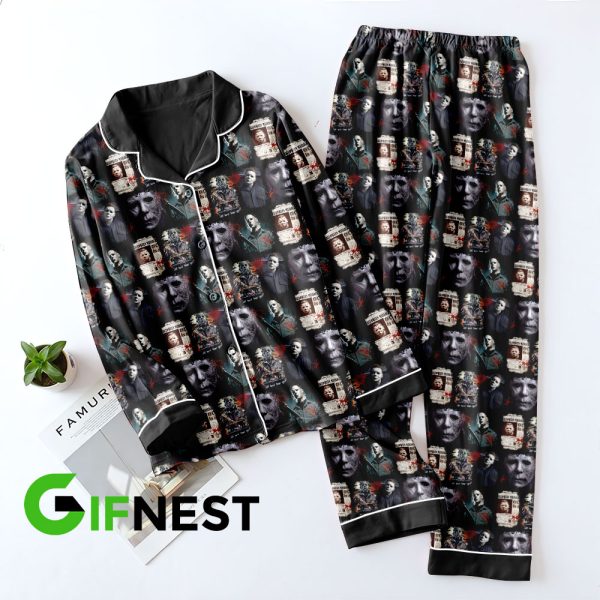 Michael Myers x Horror Movies Button Down Pajamas Set - VANDH 677