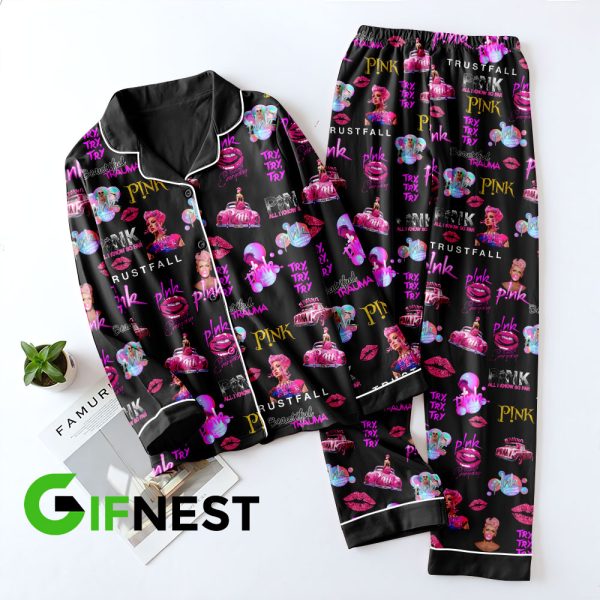 P!nk Button Down Pajamas Set - VANDH 585
