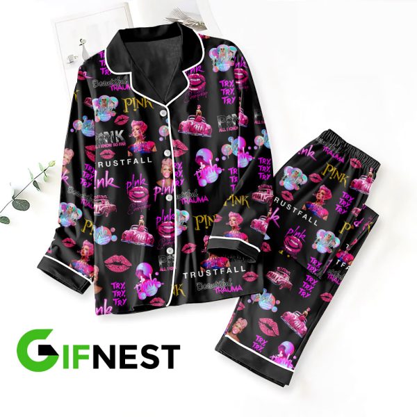 P!nk Button Down Pajamas Set - VANDH 585