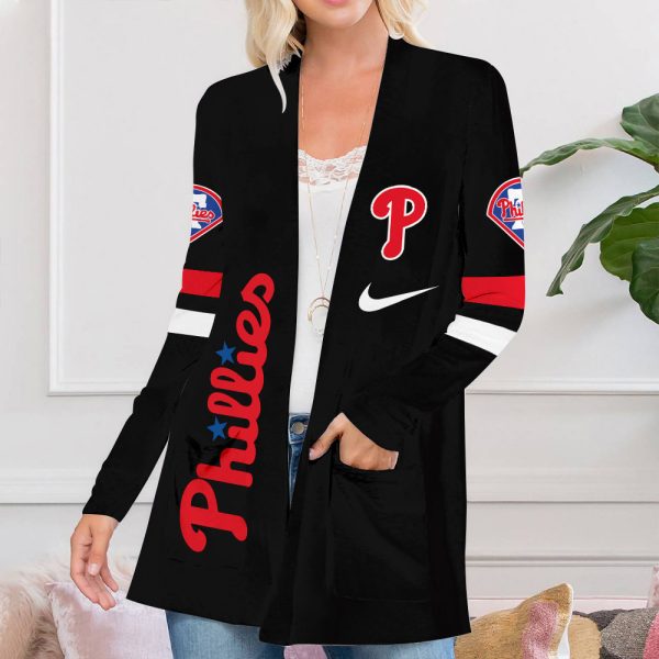 Philadelphia Phillies Women's Patch Pocket Cardigan - TANTN 1836