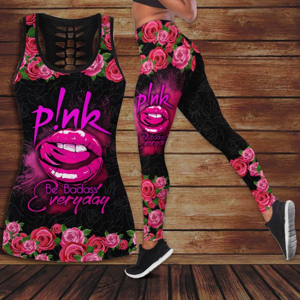 P!nk Hollow Tank Top Leggings - VANDH 768