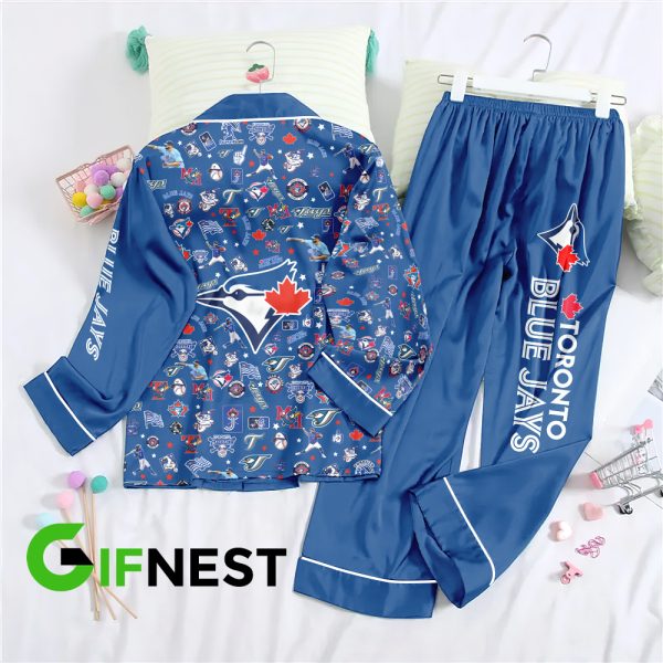 Toronto Blue Jays Button Down Pajamas Set - TANTN 1815