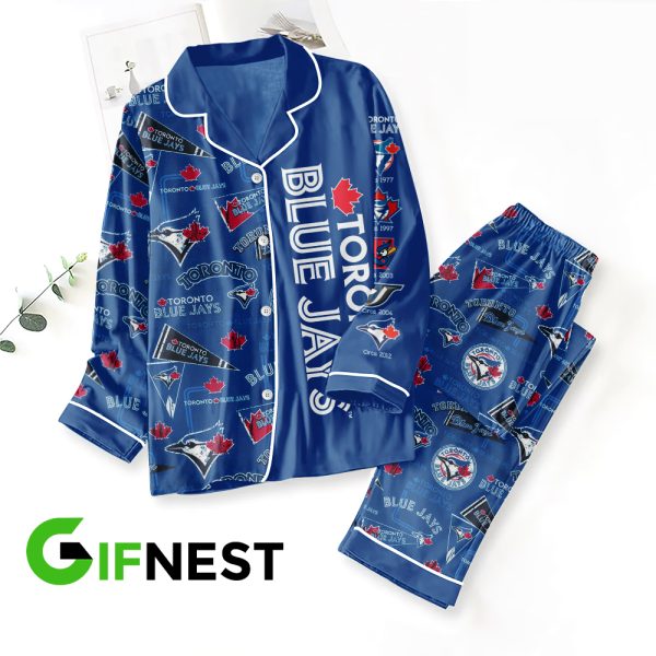 Toronto Blue Jays Button Down Pajamas Set - TANTN 1941