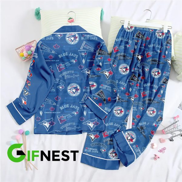 Toronto Blue Jays Button Down Pajamas Set - TANTN 1941
