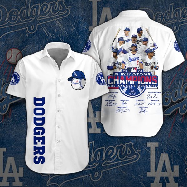 Los Angeles Dodgers Short Sleeve Dress Shirt - ANHNV 1888