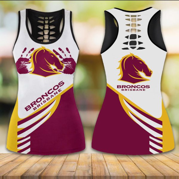 Brisbane Broncos Hollow Tank Top Leggings - VANDH 1075