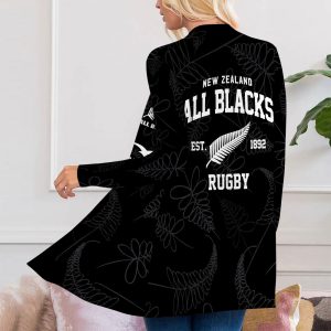 New Zealand National Rugby Union Team All Blacks Women’s Patch Pocket Cardigan – VANDH 942