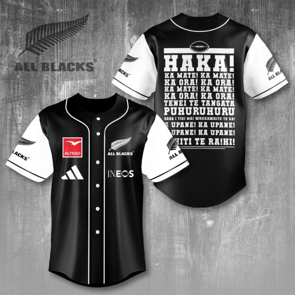 New Zealand National Rugby Union Team All Blacks Baseball Jersey - VANDH 1021