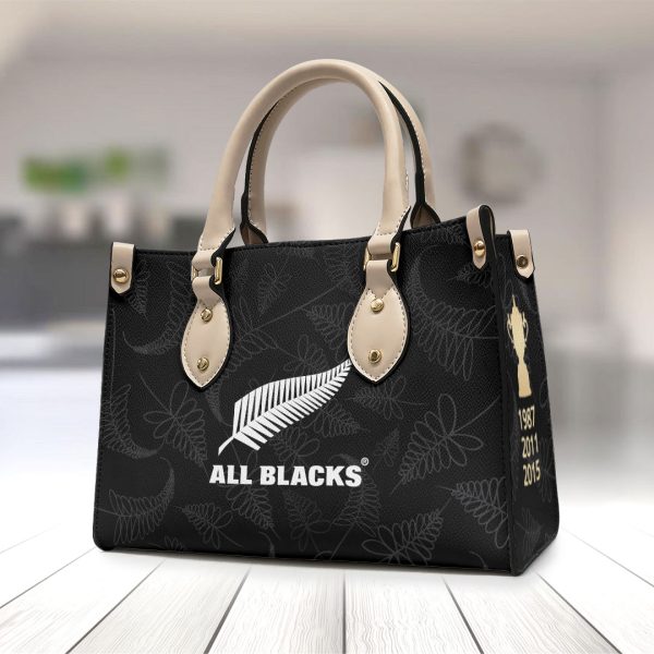 New Zealand National Rugby Union Team All Blacks Leather HandBag - VANDH 1037