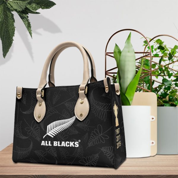 New Zealand National Rugby Union Team All Blacks Leather HandBag - VANDH 1037