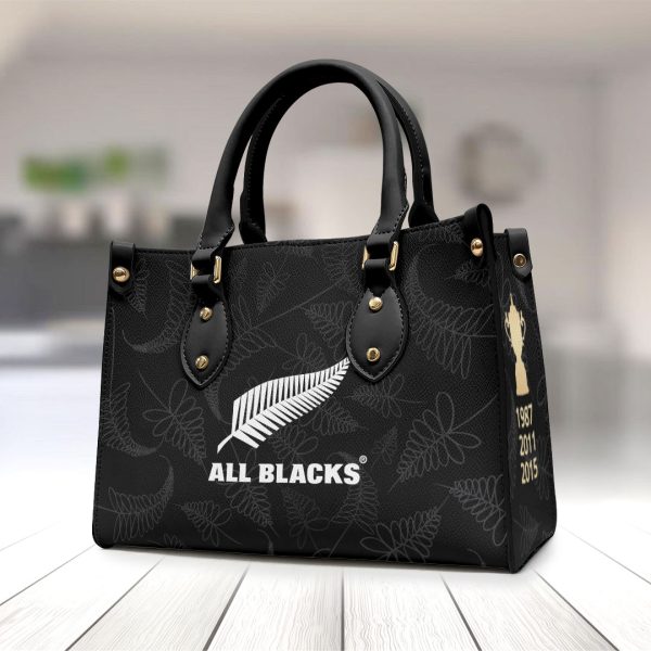 New Zealand National Rugby Union Team All Blacks Leather HandBag - VANDH 1037