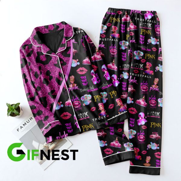 P!nk Button Down Pajamas Set - VANDH 1050