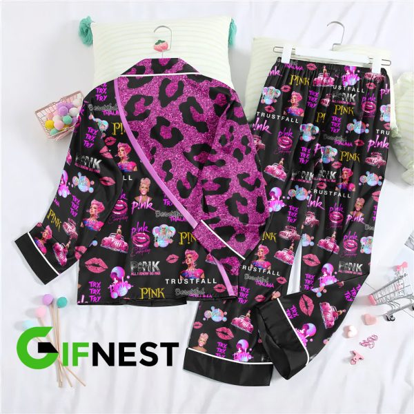 P!nk Button Down Pajamas Set - VANDH 1050