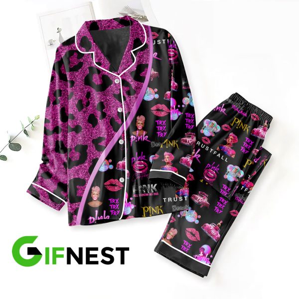 P!nk Button Down Pajamas Set - VANDH 1050