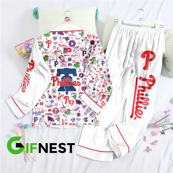 Philadelphia Phillies Button Down Pajamas Set - TANTN 2400