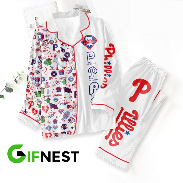Philadelphia Phillies Button Down Pajamas Set - TANTN 2400