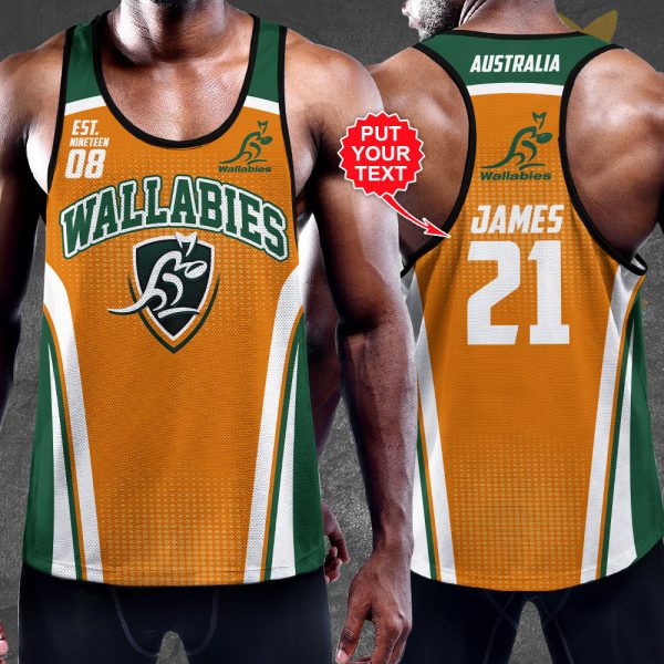 Personalized Australia National Rugby Union Team Wallabies Y-Back Muscle Tank Top - VANDH 896