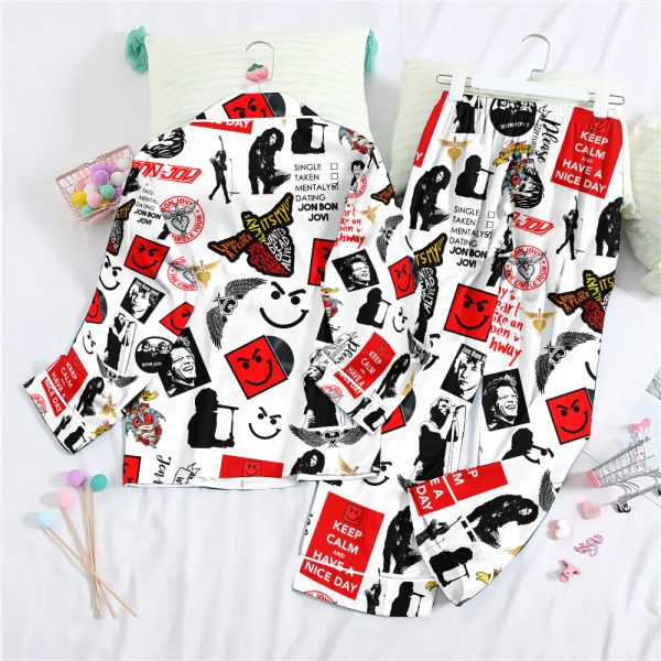 Bon Jovi Button Down Pajamas Set – ANHNV 4390