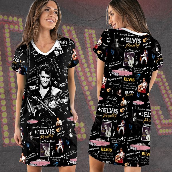 Elvis Presley V-Neck Cotton Dress - VANDH 1417