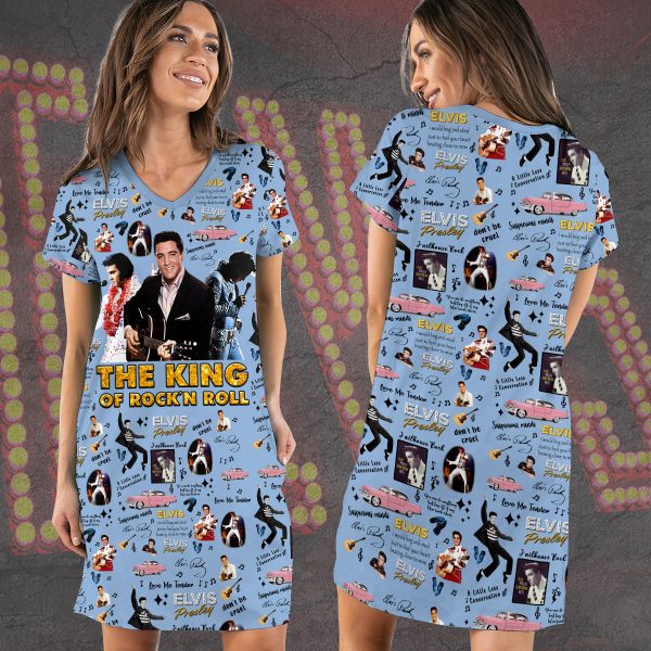 Elvis Presley V-Neck Cotton Dress - VANDH 1343