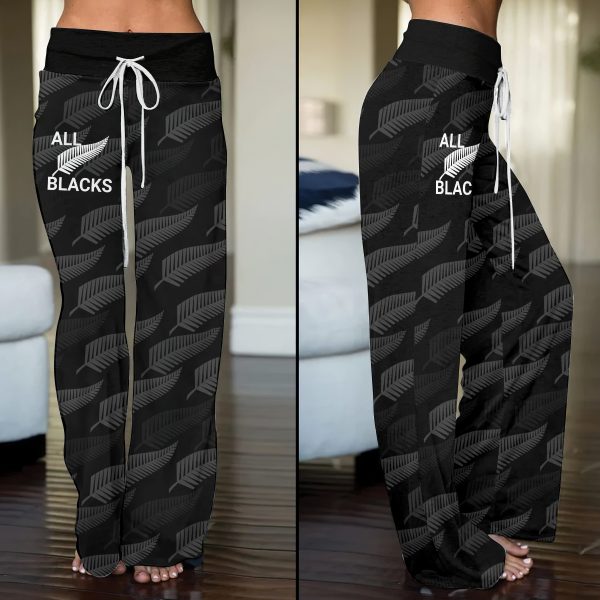 New Zealand National Rugby Union Team All Blacks High-Waisted Straight-Leg Trousers - VANDH 1226