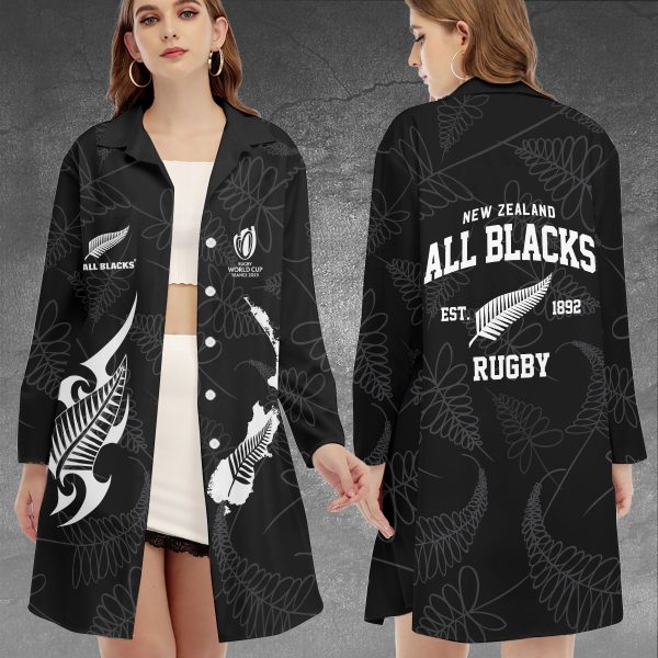 New Zealand National Rugby Union Team All Blacks Side Split Dress With Shirt Placket – VANDH 1361