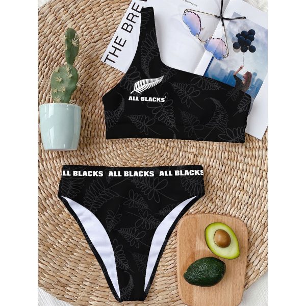 New Zealand National Rugby Union Team All Blacks Women's Bikini With Single Shoulder - VANDH 1355