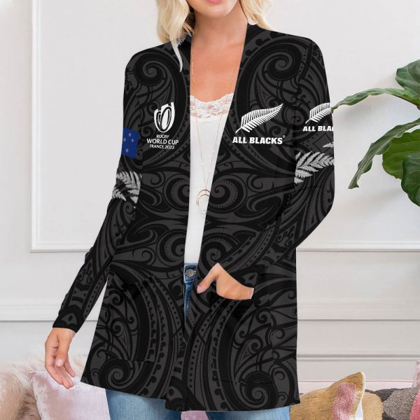 New Zealand National Rugby Union Team All Blacks Women's Patch Pocket Cardigan - VANDH 1438