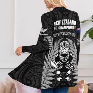 New Zealand National Rugby Union Team All Blacks Women's Patch Pocket Cardigan - VANDH 1438