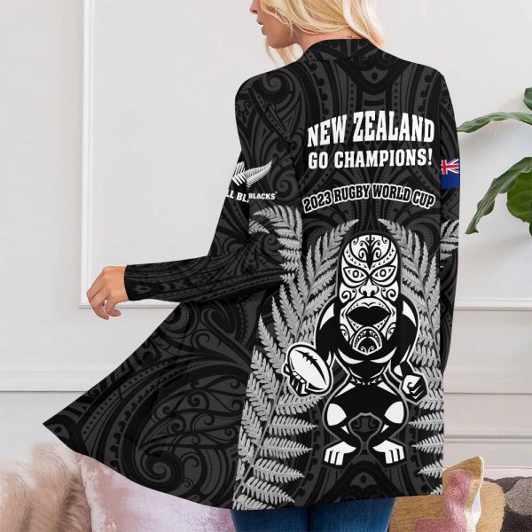 New Zealand National Rugby Union Team All Blacks Women's Patch Pocket Cardigan - VANDH 1438